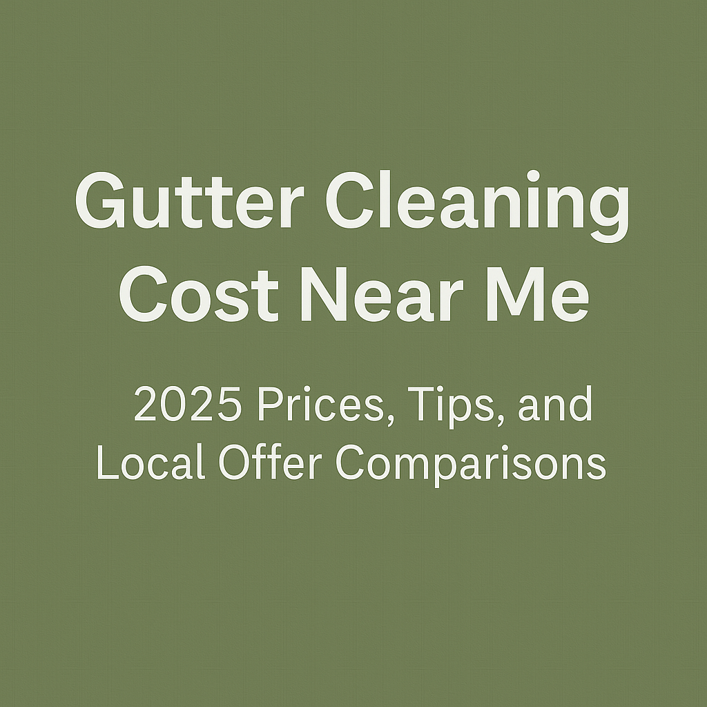 Informative graphic highlighting 2025 gutter cleaning costs, pricing tips, and local service comparisons with clean design and bold typography.